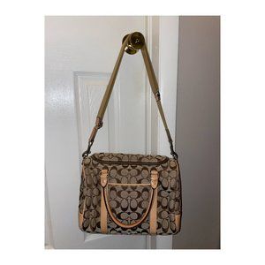 VINTAGE Coach Satchel Bag in Beige with Brown C's